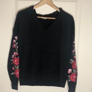 American Eagle Outfitters hooded sweatshirt with rose embroidery size Small